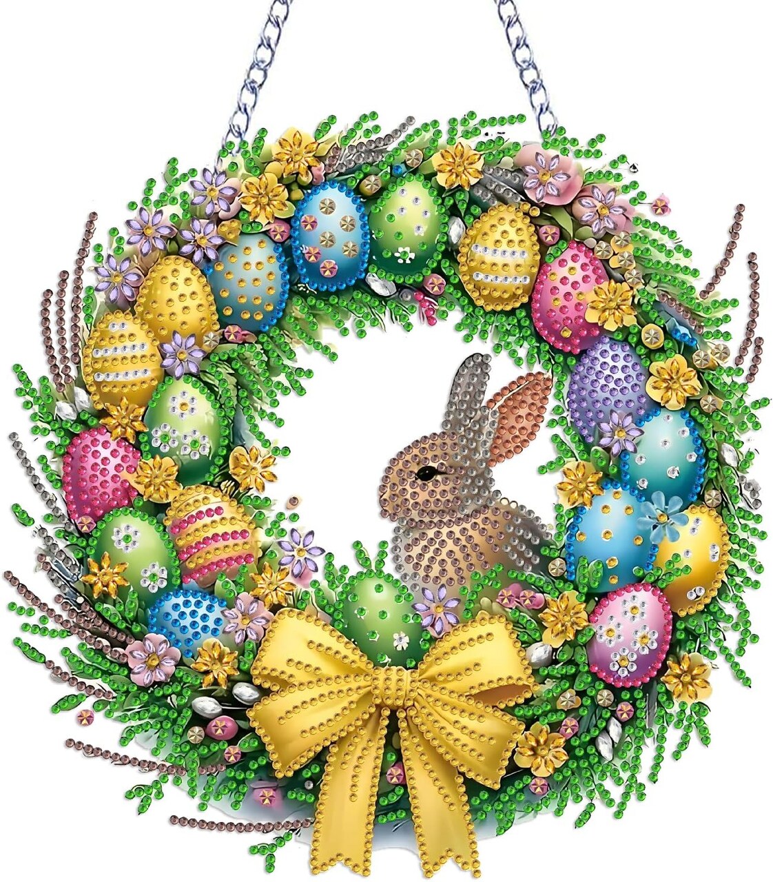 Rabbit Easter Egg 5D Diamond Art Hanging Kit – Special Shaped Rhinestones DIY Crystal Pendant for Windows, Walls & Garden 9.44 Inch